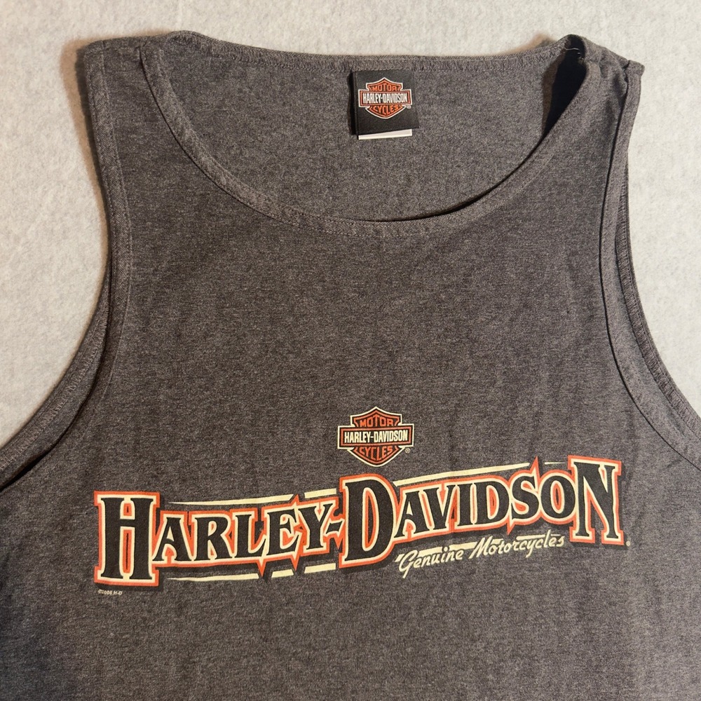 Harley Davidson Tank Top Mens XL Gray Eagle Jamestown NY Biker Shirt USA Y2K